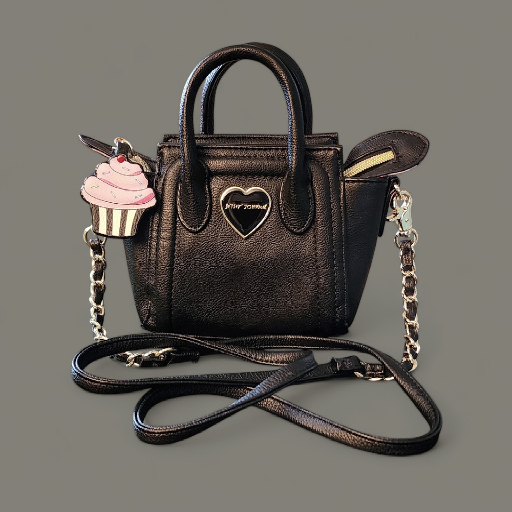 Betsey Johnson Trolls by dream works black Mini Purse with Cupcake tag - Picture 1 of 9